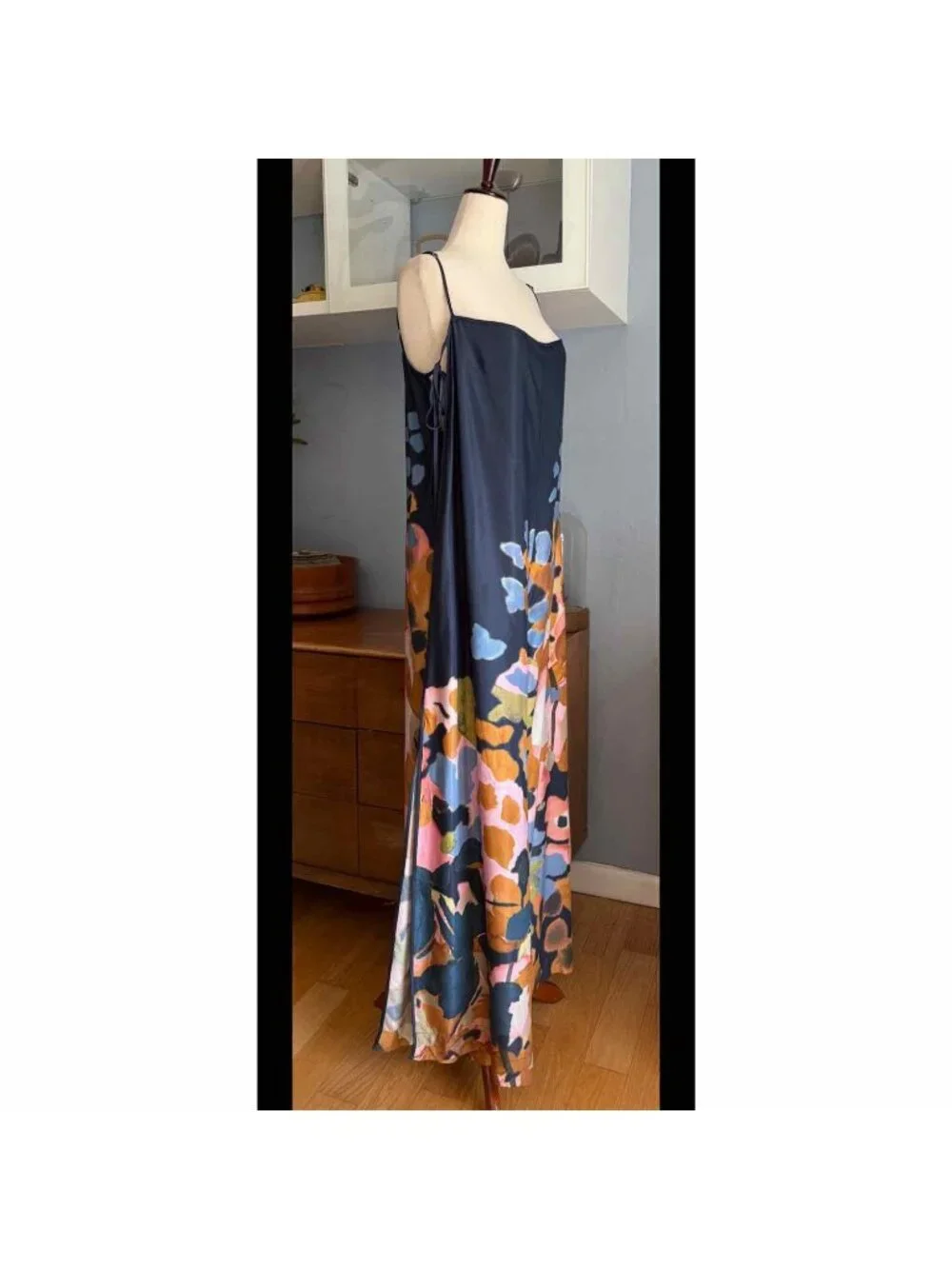 By Anthropologie Printed Wide-Leg Jumpsuit Navy Abstract Floral Print